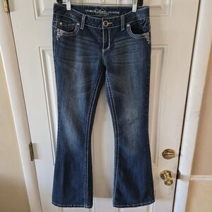 Y2K Vanity Premium Bootcut Jeans Studded Embroidered Western Denim 29x33 Bling